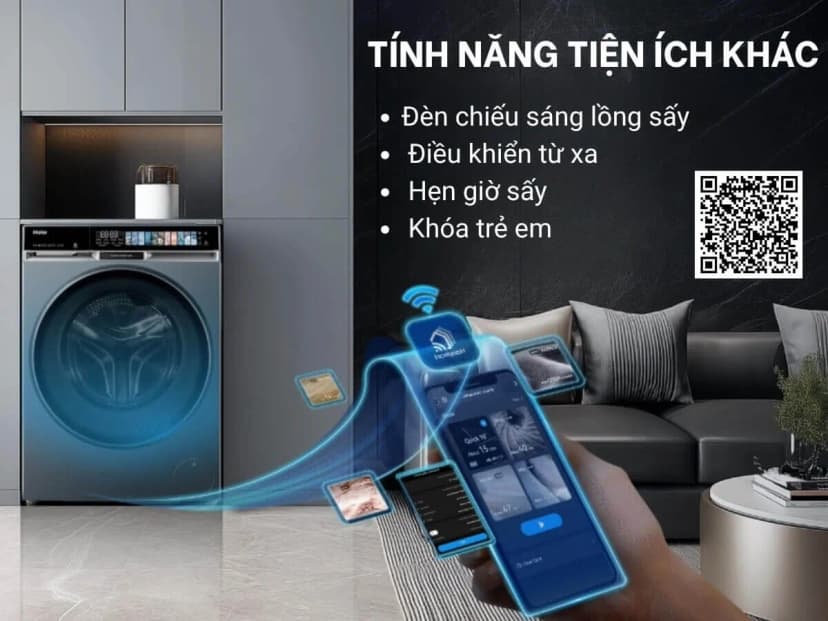 Máy giặt sấy Haier Inverter giặt 14 kg - sấy 8 kg HWD140-BD14387GNU1 - Giá rẻ nhất hôm nay - Ảnh 12