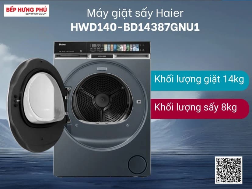 Máy giặt sấy Haier Inverter giặt 14 kg - sấy 8 kg HWD140-BD14387GNU1 - Giá rẻ nhất hôm nay - Ảnh 4