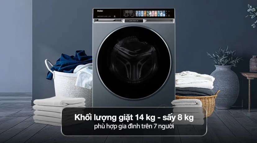 Máy giặt sấy Haier Inverter giặt 14 kg - sấy 8 kg HWD140-BD14387GNU1 - Giá rẻ nhất hôm nay - Ảnh 7