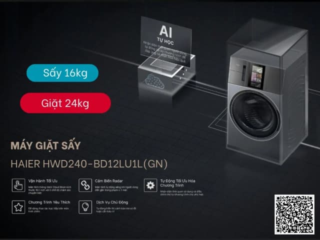 So sánh giá Máy giặt sấy Haier L+ Inverter giặt 24 kg - sấy 16 kg HWD240-BD12LU1L(GN) rẻ nhất? - Ảnh 12