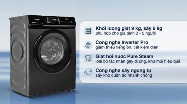 So sánh giá Máy giặt sấy Hisense Inverter giặt 9 kg - sấy 6 kg WD90N1Y rẻ nhất? - Ảnh 8