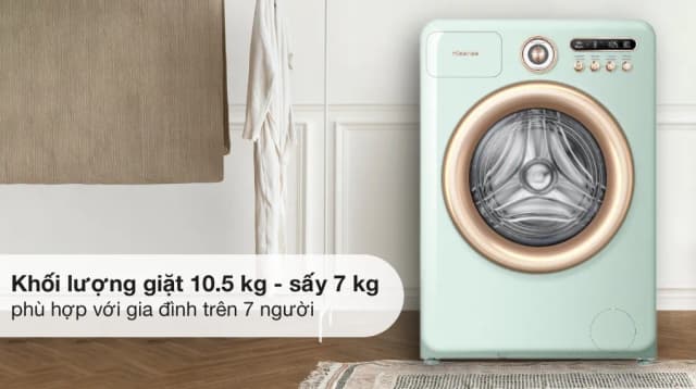 So sánh giá Máy giặt sấy Hisense Roman Holiday Inverter giặt 10.5 kg - sấy 7 kg WD105R5 rẻ nhất? - Ảnh 8