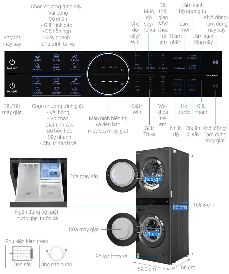So sánh giá Tháp giặt sấy LG WashTower Inverter giặt 14 kg - sấy 10 kg WT1410NHB - Tìm sản phẩm giá rẻ nhất - Ảnh 6