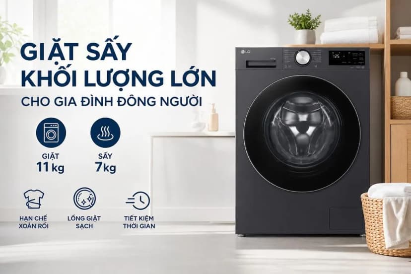 Máy giặt sấy LG Inverter giặt 11 kg - sấy 7 kg FX1411D5G - Giá rẻ nhất hôm nay - Ảnh 2