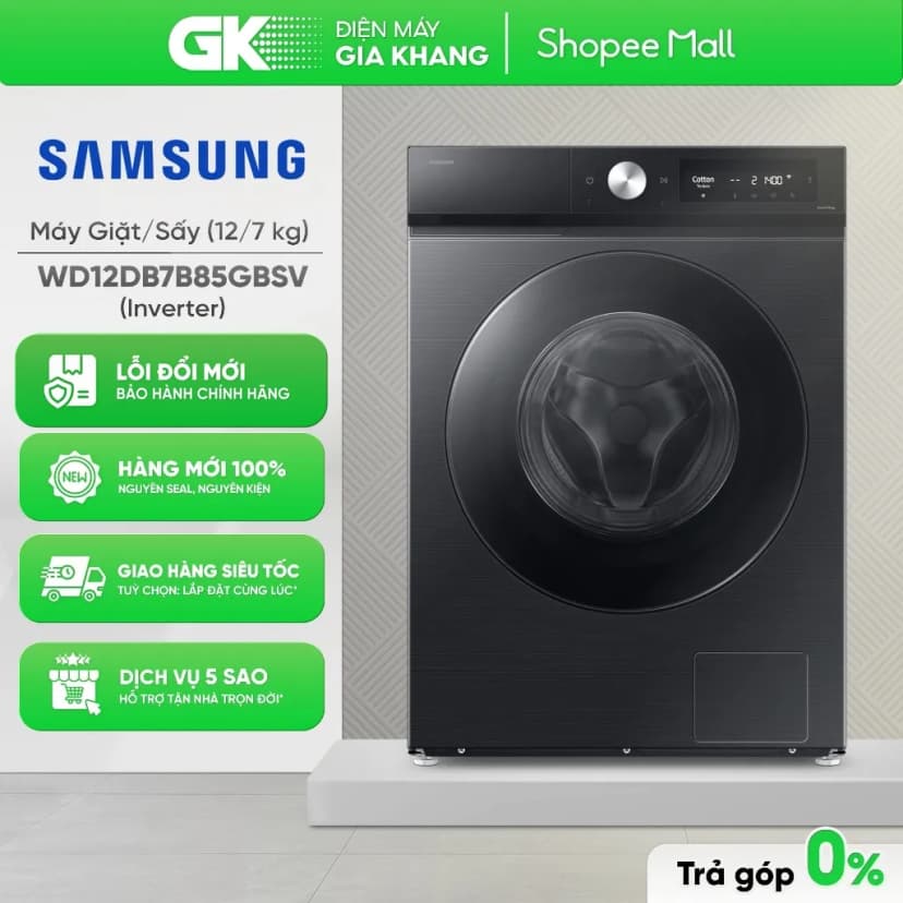 Máy giặt sấy Samsung Bespoke Inverter giặt 12 kg - sấy 7 kg WD12DB7B85GBSV - Giá rẻ nhất hôm nay - Ảnh 15