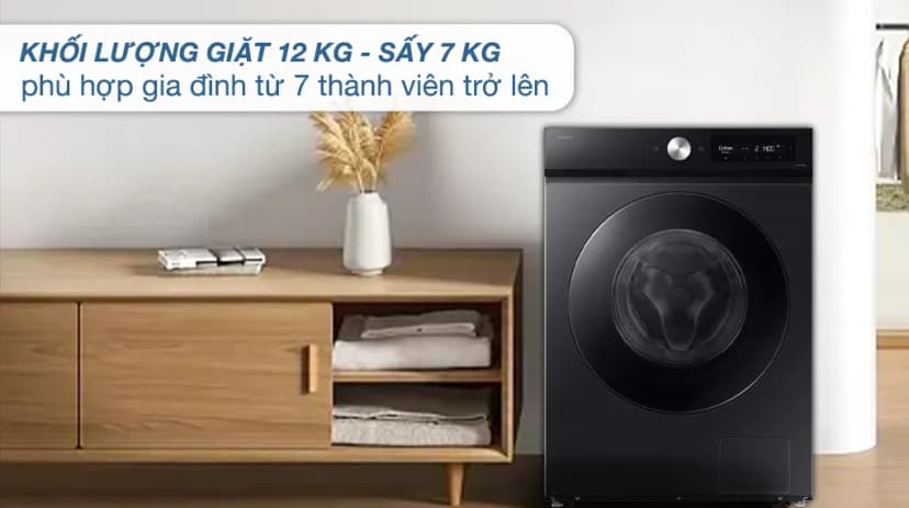 Máy giặt sấy Samsung Bespoke Inverter giặt 12 kg - sấy 7 kg WD12DB7B85GBSV - Giá rẻ nhất hôm nay - Ảnh 9