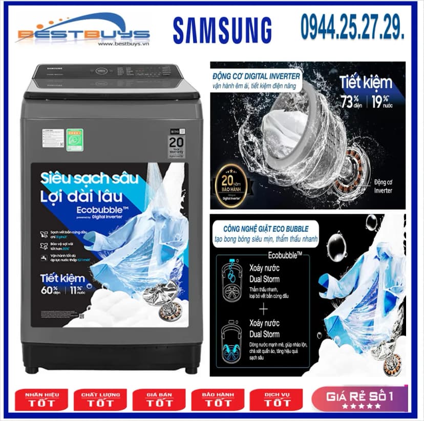 Máy giặt sấy Samsung Ecobubble Inverter giặt 10 kg - sấy 6 kg WD10HG4U04BBSV - Giá rẻ nhất hôm nay - Ảnh 14