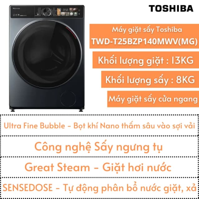 So sánh giá Máy giặt sấy Toshiba Inverter giặt 13 kg - sấy 8 kg TWD-T25BZP140MWV(MG) rẻ nhất? - Ảnh 18