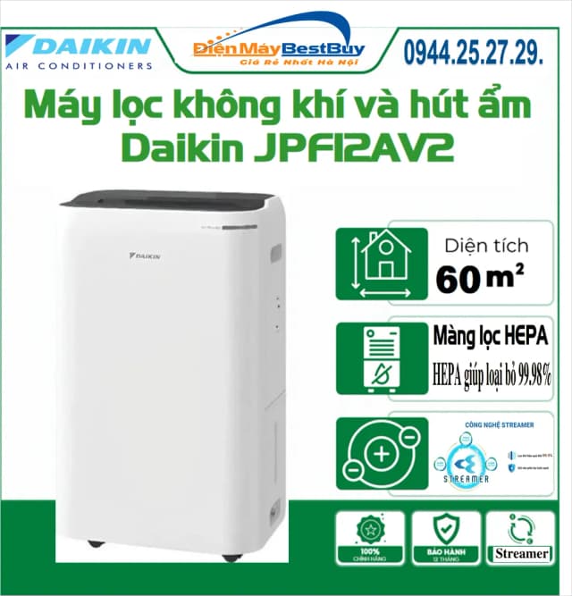 So sánh giá Máy hút ẩm kết hợp lọc không khí Daikin JPF12AV2 rẻ nhất? - Ảnh 5
