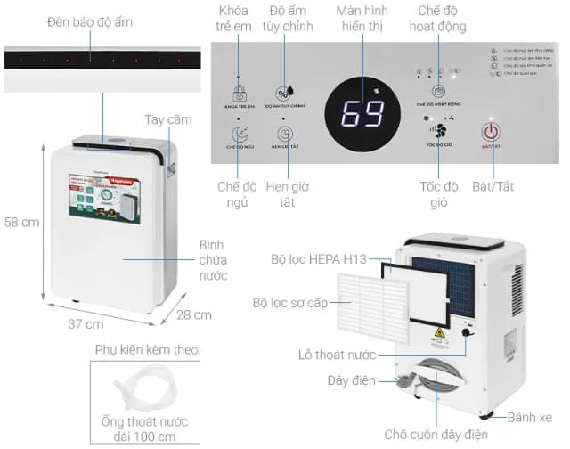 So sánh giá Máy hút ẩm kết hợp lọc không khí Nagakawa NAD8668 rẻ nhất? - Ảnh 11