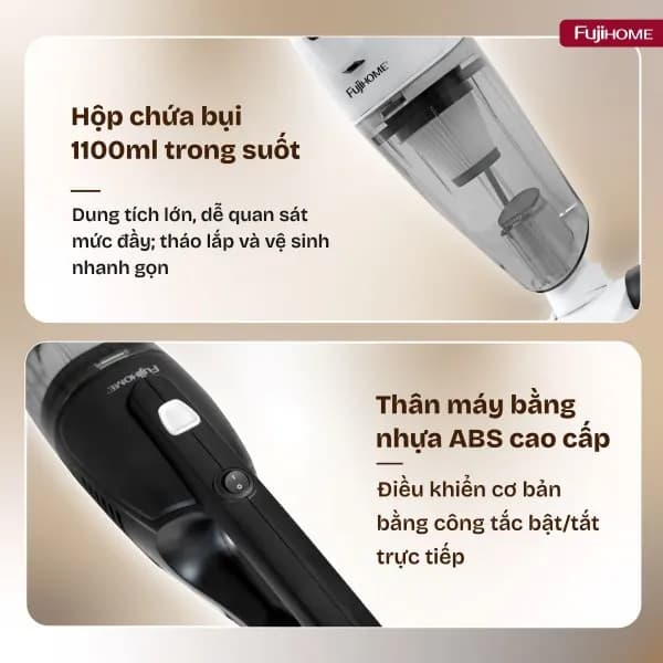 So sánh giá Máy hút bụi cầm tay FUJIHOME VC06 Trắng rẻ nhất? - Ảnh 11