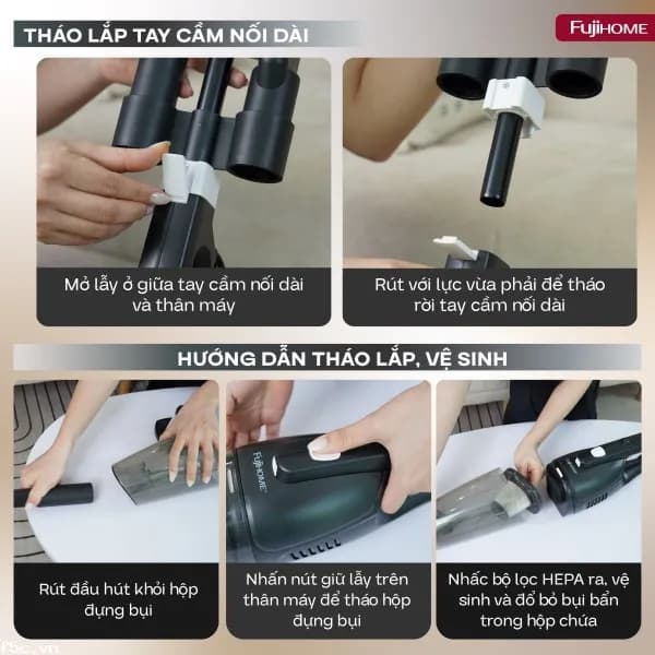 So sánh giá Máy hút bụi cầm tay FUJIHOME VC06 Trắng rẻ nhất? - Ảnh 16