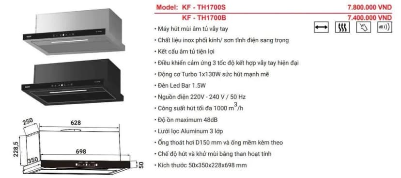 So sánh giá Máy hút mùi âm tủ KAFF KF-TH1700S - Tìm sản phẩm giá rẻ nhất - Ảnh 15