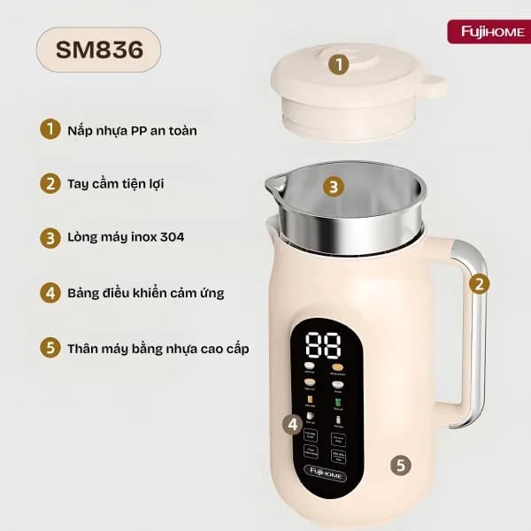 So sánh giá Máy làm sữa hạt đa năng Fujihome SM836 rẻ nhất? - Ảnh 3
