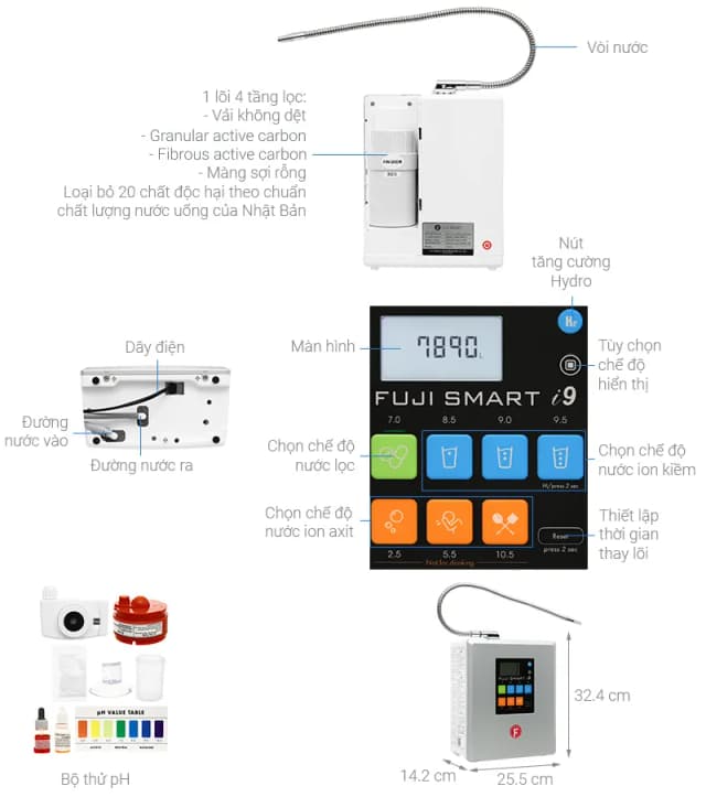 Top 1 so sánh giá Máy lọc nước điện giải ion kiềm Fuji Smart Petto 99 9 tấm điện cực - Tìm sản phẩm giá rẻ nhất - Ảnh 12