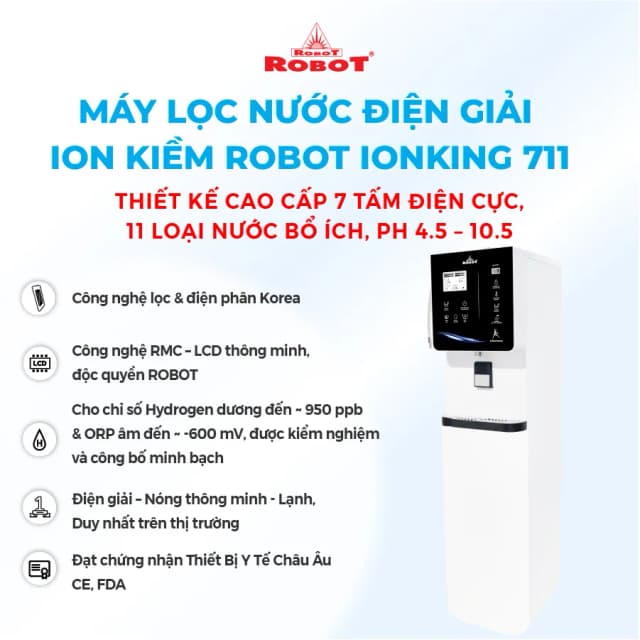 So sánh giá Máy lọc nước điện giải ion kiềm nóng nguội lạnh ROBOT IonKing 711X 7 tấm điện cực rẻ nhất? - Ảnh 18