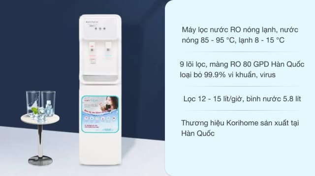 Máy lọc nước RO nóng lạnh Korihome WPK-915 9 lõi - Ảnh 16