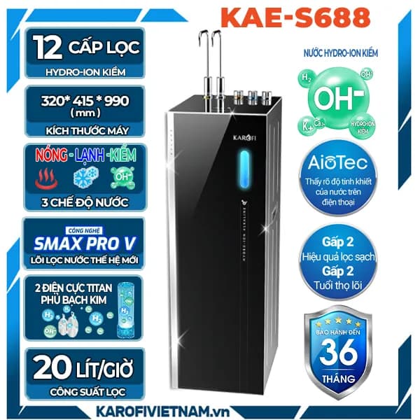 So sánh giá Máy lọc nước RO nóng nguội lạnh Hydrogen ion kiềm Karofi KAE-S688 12 lõi rẻ nhất? - Ảnh 5