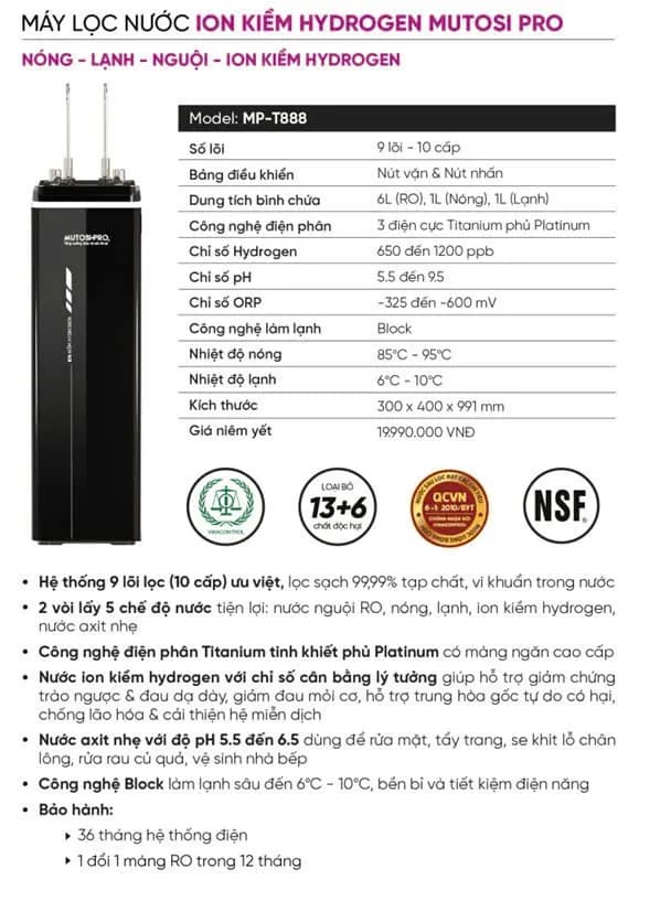 So sánh giá Máy lọc nước RO nóng nguội lạnh Hydrogen ion kiềm Mutosi MP-P88N 10 lõi rẻ nhất? - Ảnh 11