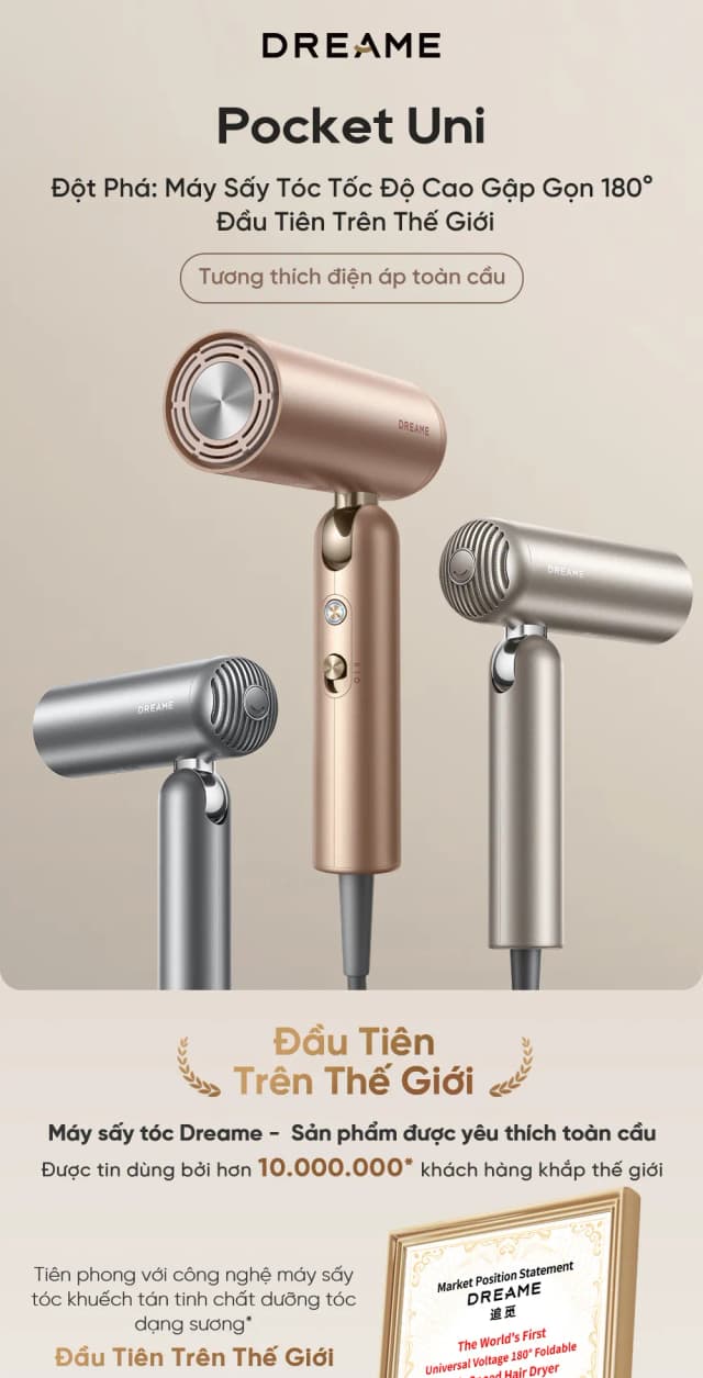 So sánh giá Máy sấy tóc và tạo kiểu đa năng tốc độ cao Dreame Pocket Uni AHD54 Rosy Gold rẻ nhất? - Ảnh 13
