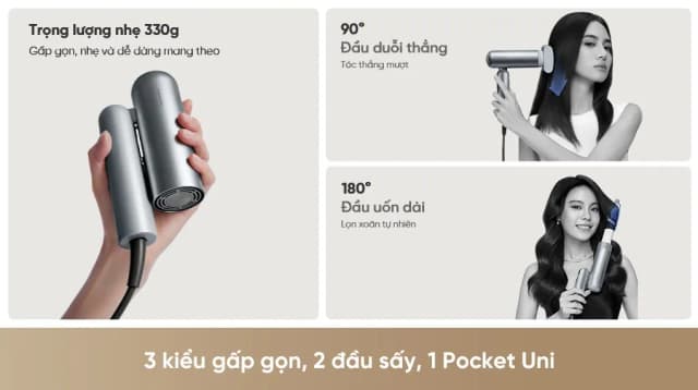So sánh giá Máy sấy tóc và tạo kiểu đa năng tốc độ cao Dreame Pocket Uni AHD54 Space Gray rẻ nhất? - Ảnh 3