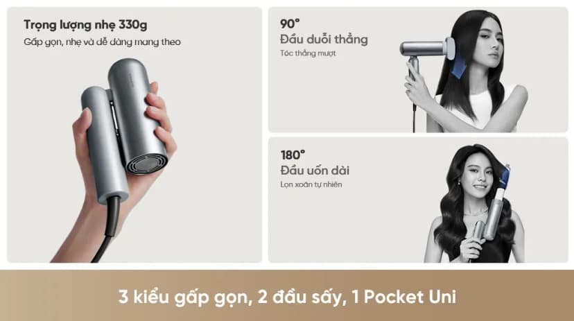 So sánh giá Máy sấy tóc và tạo kiểu đa năng tốc độ cao Dreame Pocket Uni AHD54 Space Gray - Tìm sản phẩm giá rẻ nhất - Ảnh 3