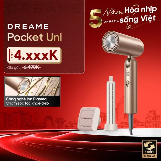 So sánh giá Máy sấy tóc và tạo kiểu đa năng tốc độ cao Dreame Pocket Uni AHD54 Titanium Gold rẻ nhất? - Ảnh 14