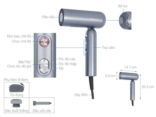 So sánh giá Máy sấy tóc và tạo kiểu đa năng tốc độ cao Dreame Pocket Uni AHD54 Titanium Gold rẻ nhất? - Ảnh 9