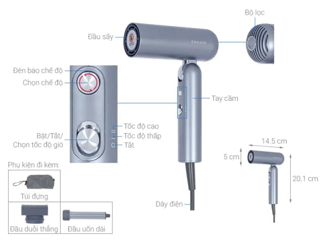 So sánh giá Máy sấy tóc và tạo kiểu đa năng tốc độ cao Dreame AHD51 Space Gray rẻ nhất? - Ảnh 3