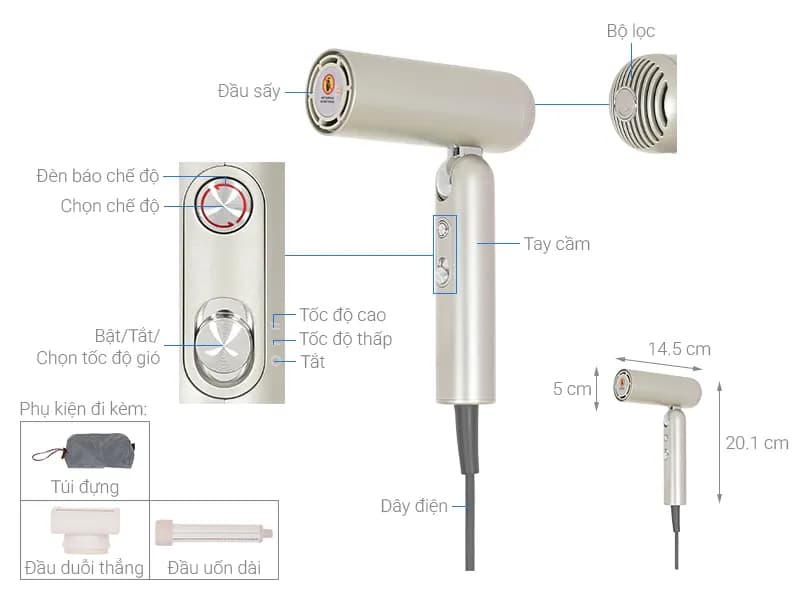So sánh giá Máy sấy tóc và tạo kiểu đa năng tốc độ cao Dreame AHD51 Titanium Gold - Tìm sản phẩm giá rẻ nhất - Ảnh 2