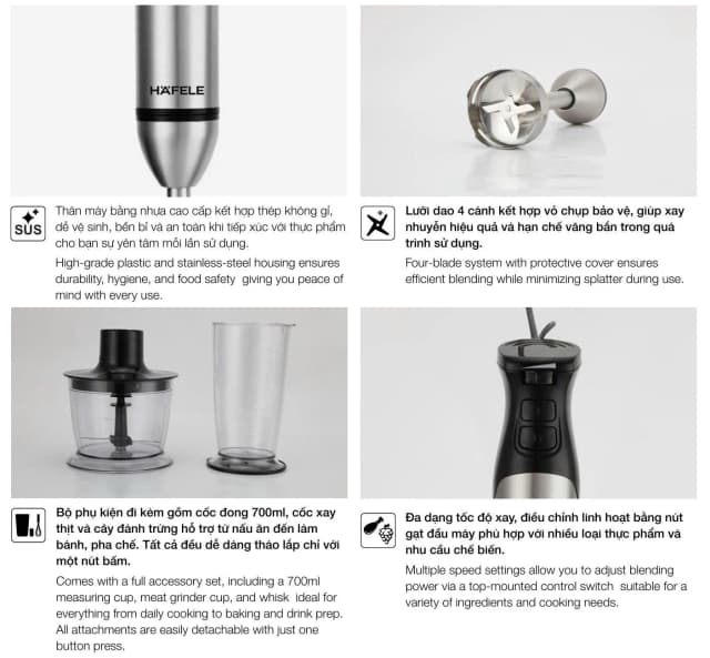 So sánh giá Máy xay cầm tay Hafele HS-HB800X (535.44.166) rẻ nhất? - Ảnh 15