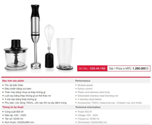 So sánh giá Máy xay cầm tay Hafele HS-HB800X (535.44.166) rẻ nhất? - Ảnh 7