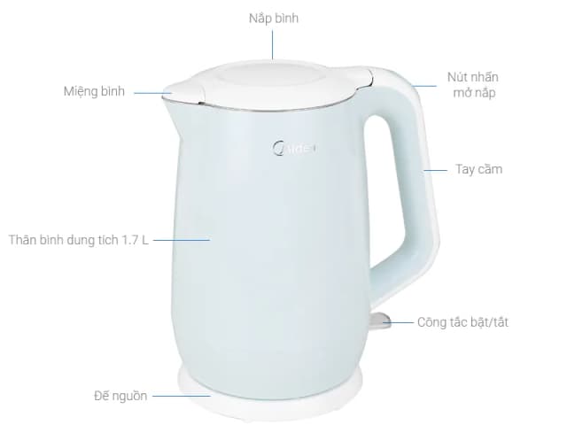 Bình đun siêu tốc Midea 1.7 lít MK-17DC - Ảnh 4