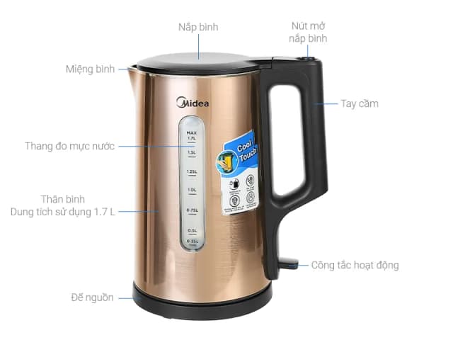 Bình đun siêu tốc Midea 1.7 lít MK-317DW - Ảnh 2