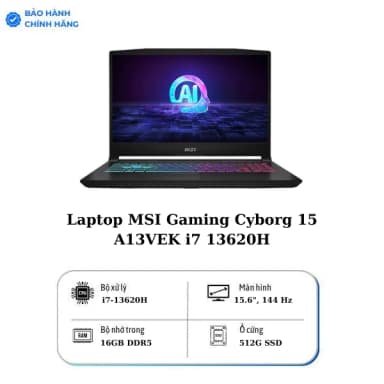 Laptop MSI Gaming Cyborg 15 A13VEK - 1423VN (i7 13620H, 16GB, 512GB, RTX 4050 6GB, Full HD 144Hz, Win11) - 7