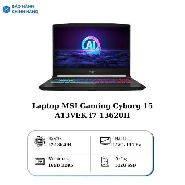 Laptop MSI Gaming Cyborg 15 A13VEK - 1423VN (i7 13620H, 16GB, 512GB, RTX 4050 6GB, Full HD 144Hz, Win11) - 7