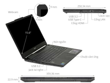 Laptop MSI Gaming Cyborg 15 A13VEK - 1423VN (i7 13620H, 16GB, 512GB, RTX 4050 6GB, Full HD 144Hz, Win11) - 9