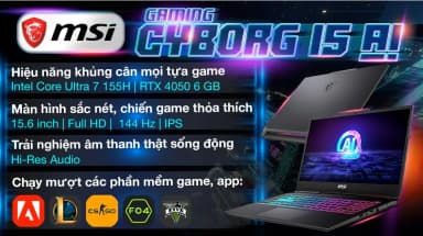 Laptop MSI Gaming Cyborg 15 AI A1VEK - 053VN (Ultra 7 155H, 16GB, 512GB, RTX 4050 6GB, Full HD 144Hz, Win11) - 3