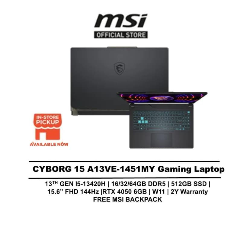 Laptop MSI Gaming Cyborg 15 Black Edition A13VE - A13VE-2410VN (i5 13420H, 16GB, 512GB, RTX 4050 6GB, Full HD 144Hz, Win11) - Giá rẻ nhất hôm nay - Ảnh 15