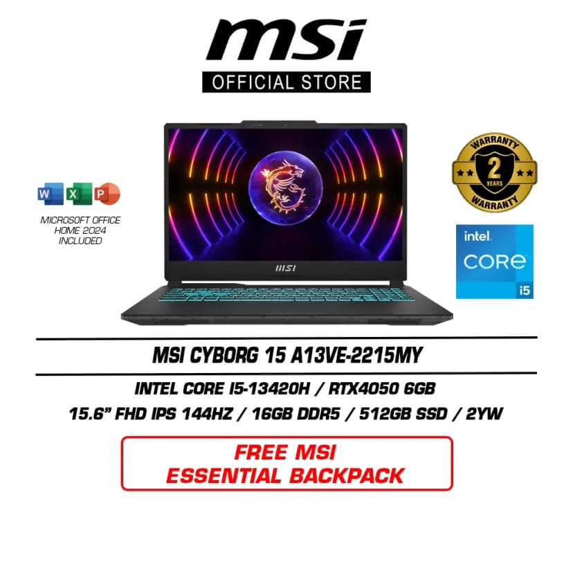 Laptop MSI Gaming Cyborg 15 Black Edition A13VE - A13VE-2410VN (i5 13420H, 16GB, 512GB, RTX 4050 6GB, Full HD 144Hz, Win11) - Giá rẻ nhất hôm nay - Ảnh 16