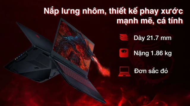 Laptop MSI Gaming GF63 Thin 12VE - 460VN (i5 12450H, 8GB, 512GB, RTX 4050 6GB, Full HD 144Hz, Win11) - 12