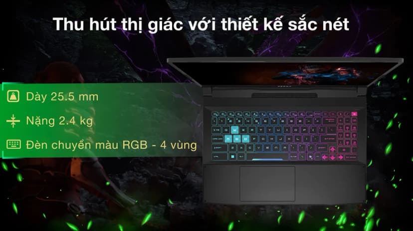 Laptop MSI Gaming Katana 15 HX B14WGK - 023VN (i7 14650HX, 16GB, 1TB, RTX 5070 8GB, QHD, 165Hz, Win11) - Giá rẻ nhất hôm nay - Ảnh 2