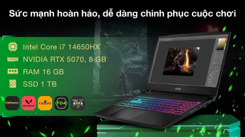 Laptop MSI Gaming Katana 15 HX B14WGK - 023VN (i7 14650HX, 16GB, 1TB, RTX 5070 8GB, QHD, 165Hz, Win11) - Giá rẻ nhất hôm nay - Ảnh 3