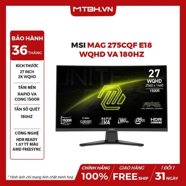So sánh giá Màn hình Gaming MSI MAG 275CQF E18 (27 inch, 2K, VA, 180Hz, 0.5ms) rẻ nhất? - Ảnh 12