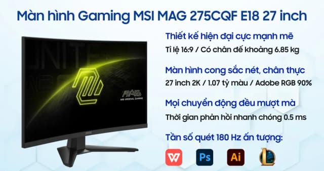 So sánh giá Màn hình Gaming MSI MAG 275CQF E18 (27 inch, 2K, VA, 180Hz, 0.5ms) rẻ nhất? - Ảnh 6