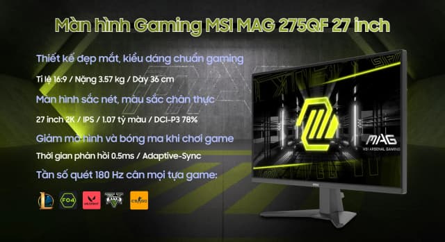 So sánh giá Màn hình Gaming MSI MAG 275QF (27 inch, 2K, IPS, 180Hz, 0.5ms) rẻ nhất? - Ảnh 15