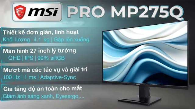 Top 1 so sánh giá Màn hình Gaming MSI PRO MP275Q-E14 (27 inch, WQHD, IPS, 144Hz, 4ms) - Tìm sản phẩm giá rẻ nhất - Ảnh 3