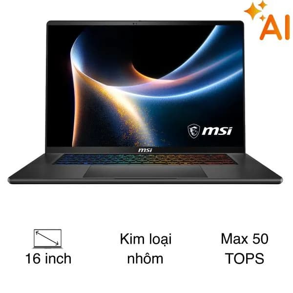 Laptop MSI Gaming Stealth 16 AI+ B3WG - 008VN (Ultra 9 386H, 32GB, 1TB, RTX 5070 8GB, QHD+ OLED 240Hz, Win11) - Ảnh 9