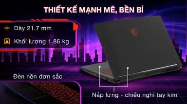 Laptop MSI Gaming GF63 Thin 12VE - 460VN (i5 12450H, 16GB, 512GB, RTX 4050 6GB, Full HD 144Hz, Win11) - 9