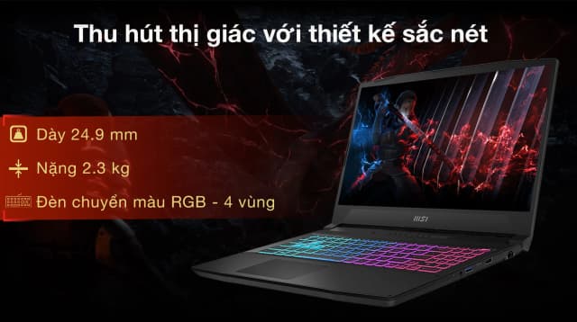 Laptop MSI Gaming Katana 15 B13UDXK - 2410VN (i5 13420H, 16GB, 512GB, RTX 3050 6GB, Full HD 144Hz, Win11) - 11